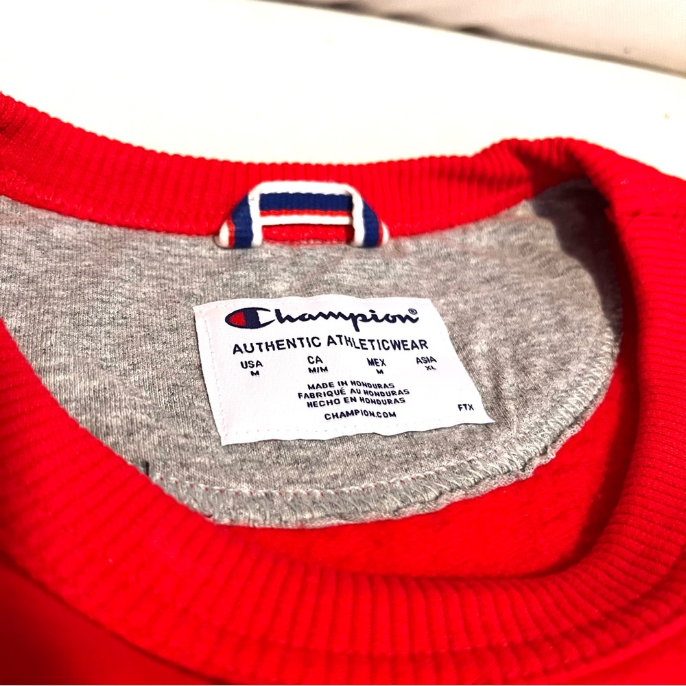 Champion Men's Vibrant Red Crewneck Sweater - Picture 6 of 6